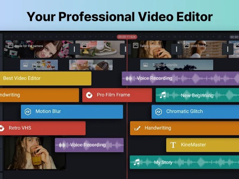 Tải Kinemaster Mod Apk (Mở Khóa Premium, Không Logo) v8.0.9.35926.GP 3 Kinemaster Chỉnh Sửa Video Đơn Giản Với Các Thao Tác Cắt Và Ghép